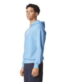 A lightweight hooded sweatshirt in blue, featuring a drawstring and a discreet logo. Suitable for casual wear.