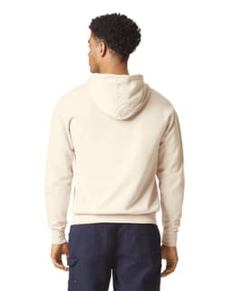A lightweight hooded sweatshirt in a soft beige colour, featuring a hood and a simple, clean design.