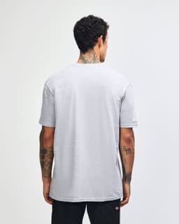 A unisex fine jersey short sleeve t-shirt in grey, viewed from the back. It features a discreet logo.