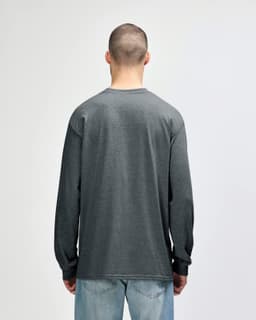 A long sleeve t-shirt in dark grey, featuring a plain back view without any visible branding.