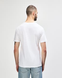 A white Gildan Softstyle adult V-neck T-shirt displayed from the back, featuring a simple design and no visible logo.