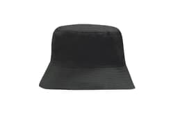 A black breathable poly twill bucket hat with a wide brim and no visible logos.