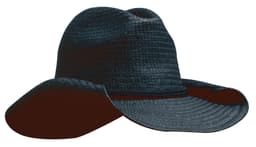 A black straw cowboy hat with a wide brim and a soft crown. It has a textured weave and a simple design.