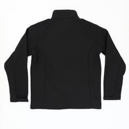 A black Prime Softshell Jacket with a high collar and long sleeves, featuring a logo.