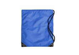 A blue Economy Duffle Bag featuring a drawstring closure and reinforced corners. It has a logo on the front.