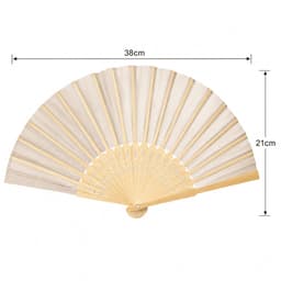 A bamboo hand fan in natural wood colour, featuring a simple, sleek design with a rounded tip.