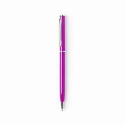 A glossy aluminium twist-action pen in vibrant pink with a silver clip and detailing.