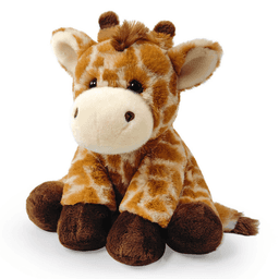 A custom plush giraffe toy featuring brown and orange markings, with dark brown hooves and a friendly expression.