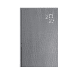 A grey A5 diary with a textured honeycomb pattern and the year "2027" embossed on the cover.