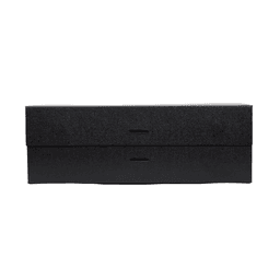 A small, black full-colour magnetic gift box with a ribbon, featuring cut-out handles.