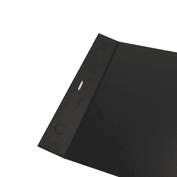 A black magnetic gift box with a ribbon and a closure mechanism, featuring a smooth textured surface.
