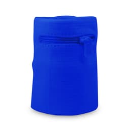 A bright blue sweat band with a zipper, featuring a simple design and no visible logos or branding.
