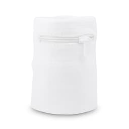 A white sweat band with a zipper, designed for headwear, featuring a simple, sleek design.