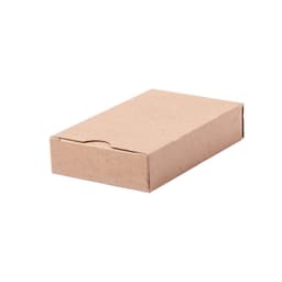 A brown, recycled paper playing cards box with a simple, unmarked design.