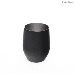 A drink bottle in matte black, featuring a sleek design and a branding logo. Ideal for travel and everyday use.