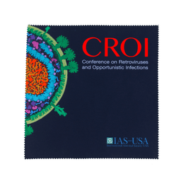 A large microfibre cleaning cloth featuring a colourful scientific illustration and a logo.