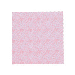 A large pink microfibre cleaning cloth featuring a floral pattern, edged with a zigzag design.
