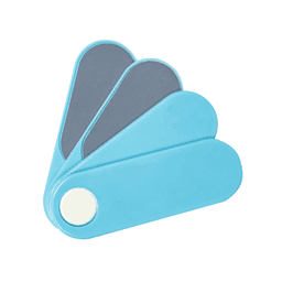 A blue Swivel Nail Care Kit featuring multiple tools in a fan shape with smooth and textured surfaces.