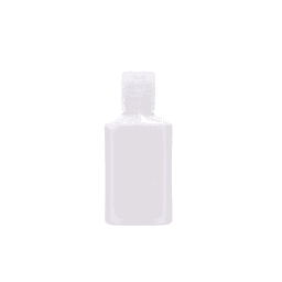 A clear 30ml bottle of SPF 50 sunscreen lotion with a flip-top cap, featuring a smooth surface.