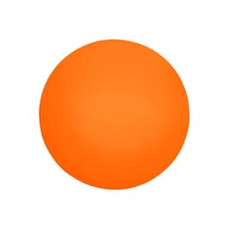 A bright orange round stress ball with a smooth surface. It has a logo imprinted on it.