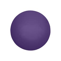 A round purple stress ball with a smooth surface, featuring a logo on one side.