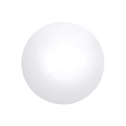 A round white stress ball, smooth and glossy in appearance, featured on a plain background.
