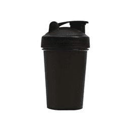 A drink bottle in black with a secure lid and a flip-top spout, featuring a logo.