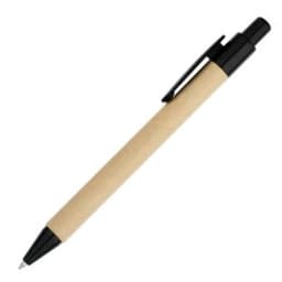 Aquila pen featuring a natural kraft barrel and black accents, designed for writing. Includes a logo on the barrel.
