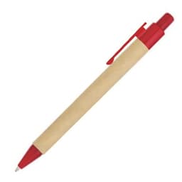 Aquila pen with a natural kraft barrel and red accents, featuring a logo on the barrel.