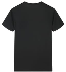 A black Saharah dryfit tee shirt with a plain back and short sleeves. Features a logo.