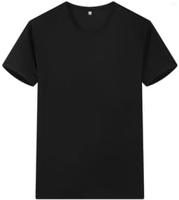 A black Saharah dryfit tee shirt with a short sleeve design and a round neckline. It has a logo on it.