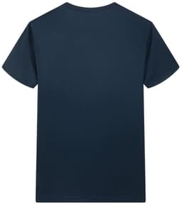 A navy blue Saharah dryfit tee shirt with a simple design and short sleeves, featuring a logo.