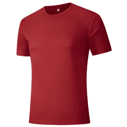 A red Saharah dryfit tee shirt with a simple design and a logo on the chest.