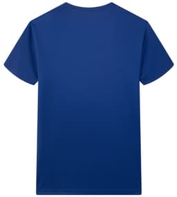 A blue Saharah dryfit tee shirt with a plain back and a logo on one side.