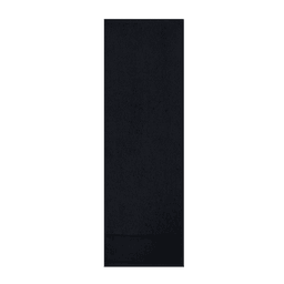 A black gym towel featuring a logo, designed for leisure and outdoor activities.