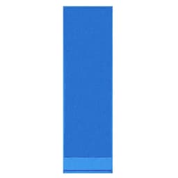 A blue cotton gym towel with a solid colour design and a branded logo at the bottom.