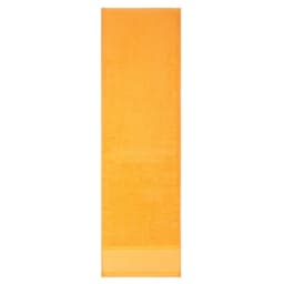 An orange cotton gym towel with a soft texture and a simple design. It has a branded logo.