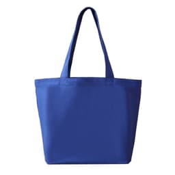 A blue tote bag with two handles and a spacious design, featuring a simple, solid colour without patterns.