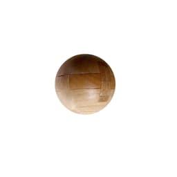 A wooden puzzle ball with interlocking pieces, featuring natural wood hues and a smooth surface.