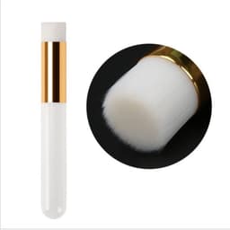 A Wooden Handle Nose Pore Cleaning Brush with a white brush head and a gold and white handle.