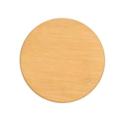 A round bamboo coaster with a smooth surface and natural wood finish. It has no visible branding.