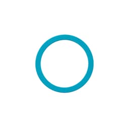 A circular product in bright teal, featuring a simple minimalist design and a blank centre.