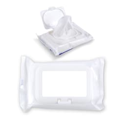 Aqua Wet Wipes pack in white, featuring a resealable lid with wipes partially pulled out.