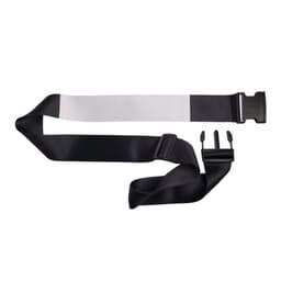 A luggage strap featuring a black and white design with adjustable buckles for secure fastening.
