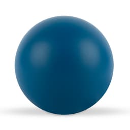 A round stress ball in a solid blue color, designed for stress relief and fun.