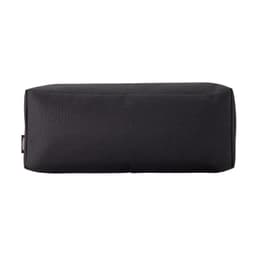 A black utility case with a rectangular shape, featuring a logo on one side.