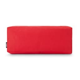 A red rectangular utility case with a textured surface and a small logo on the side.