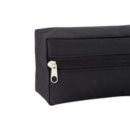 A black utility case with a silver zipper, showcasing a textured fabric finish. Features a minimalistic design.