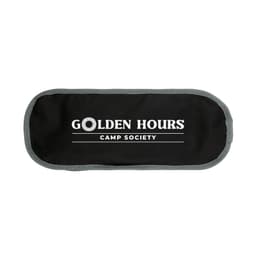 A black pouch with a grey trim, featuring a logo that reads "Golden Hours Camp Society."