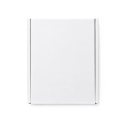 A white custom box with a locking lid, measuring 125 x 170 x 65mm, featuring a logo.